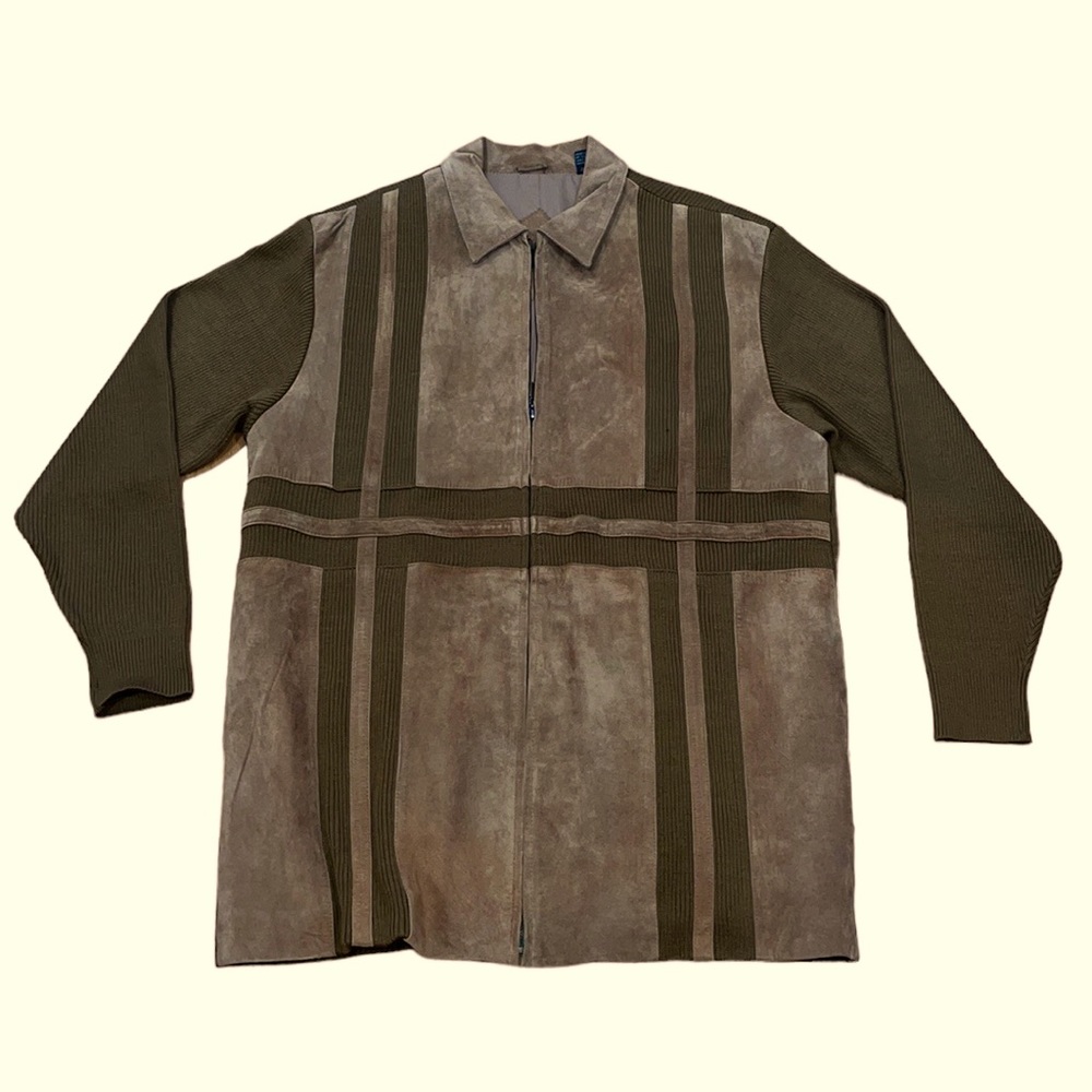 Men's Olive and Brown Cardigan Sweater